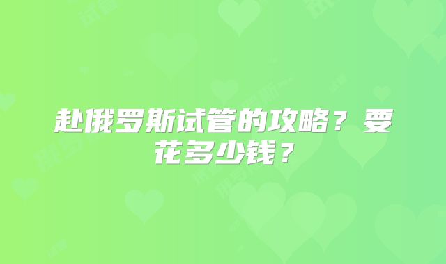 赴俄罗斯试管的攻略?要花多少钱?