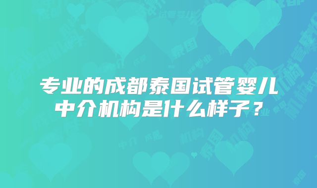 专业的成都泰国试管婴儿中介机构是什么样子？
