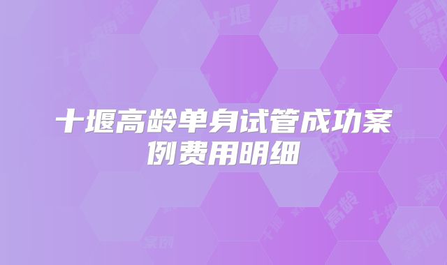 十堰高龄单身试管成功案例费用明细