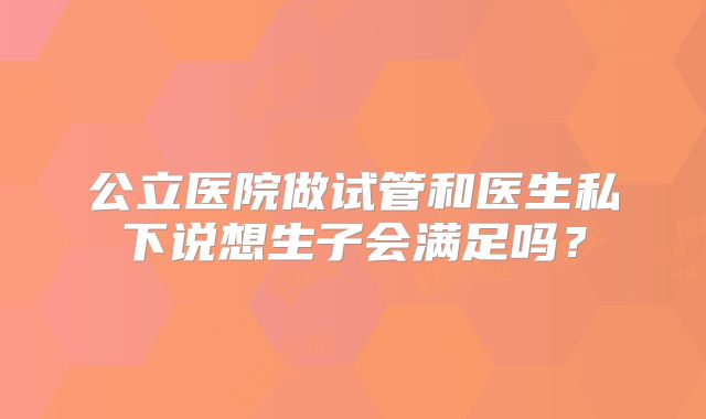 公立医院做试管和医生私下说想生子会满足吗?