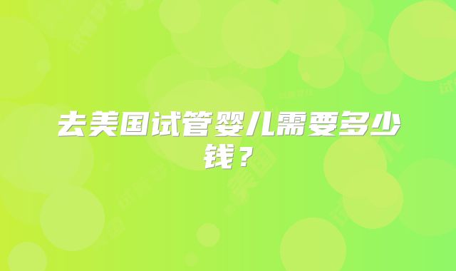 去美国试管婴儿需要多少钱？