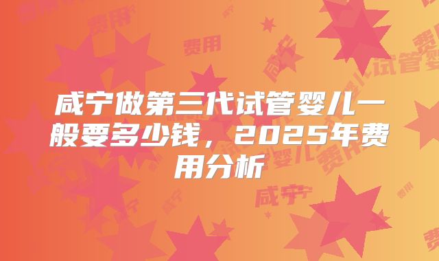 咸宁做第三代试管婴儿一般要多少钱,2025年费用分析