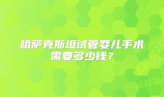 哈萨克斯坦试管婴儿手术需要多少钱?