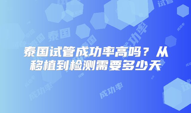 泰国试管成功率高吗？从移植到检测需要多少天