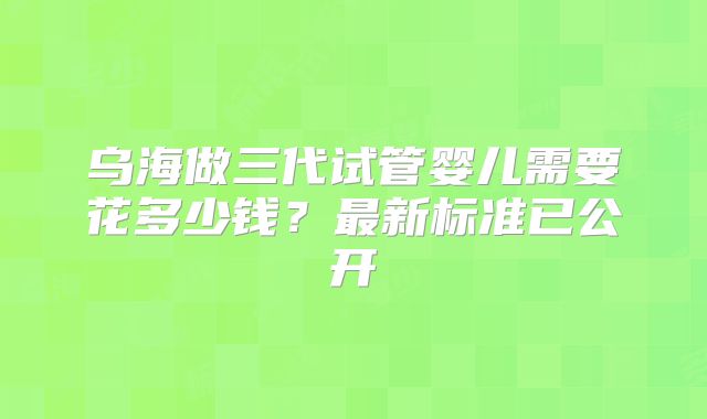 乌海做三代试管婴儿需要花多少钱?最新标准已公开