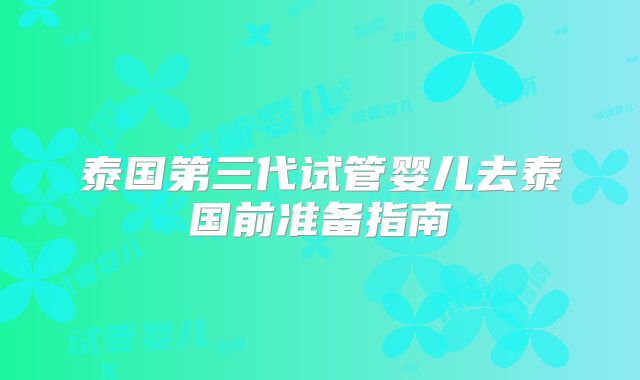 泰国第三代试管婴儿去泰国前准备指南