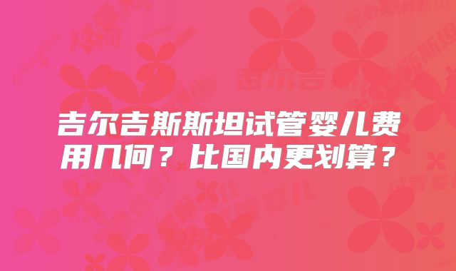 吉尔吉斯斯坦试管婴儿费用几何？比国内更划算？