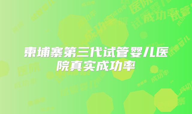 柬埔寨第三代试管婴儿医院真实成功率