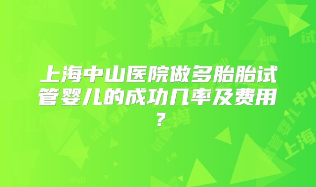 上海中山医院做多胎胎试管婴儿的成功几率及费用？
