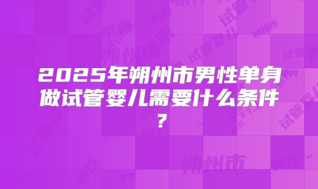 2025年朔州市男性单身做试管婴儿需要什么条件?