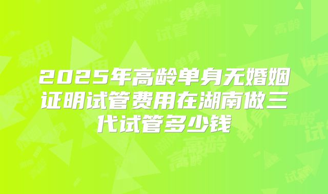 2025年高龄单身无婚姻证明试管费用在湖南做三代试管多少钱