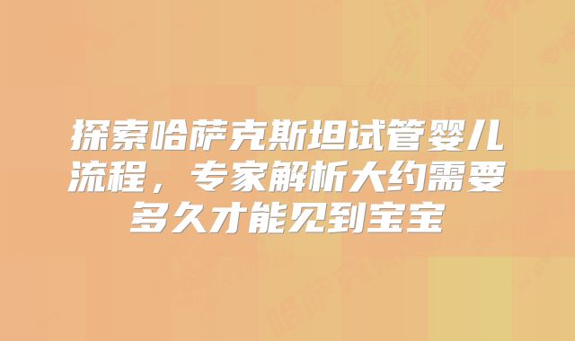 探索哈萨克斯坦试管婴儿流程,专家解析大约需要多久才能见到宝宝