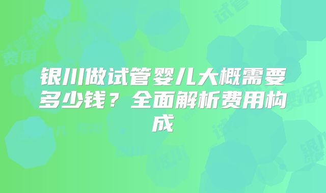银川做试管婴儿大概需要多少钱?全面解析费用构成