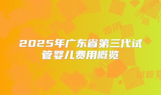 2025年广东省第三代试管婴儿费用概览