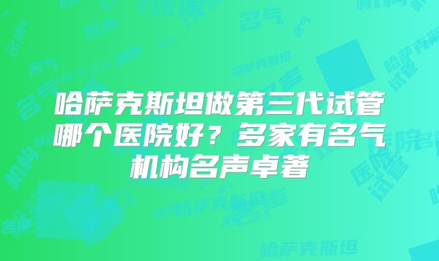 哈萨克斯坦做第三代试管哪个医院好?多家有名气机构名声卓著