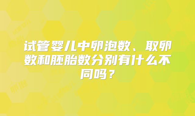 试管婴儿中卵泡数、取卵数和胚胎数分别有什么不同吗?