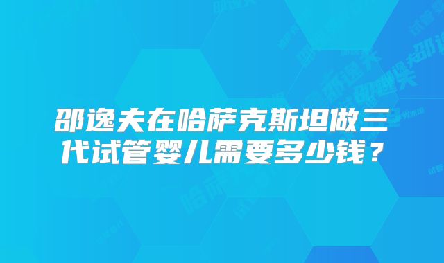 邵逸夫在哈萨克斯坦做三代试管婴儿需要多少钱?