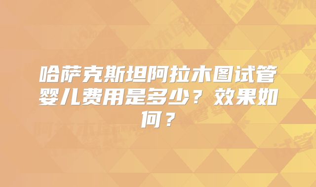 哈萨克斯坦阿拉木图试管婴儿费用是多少？效果如何？