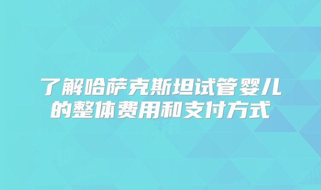 了解哈萨克斯坦试管婴儿的整体费用和支付方式