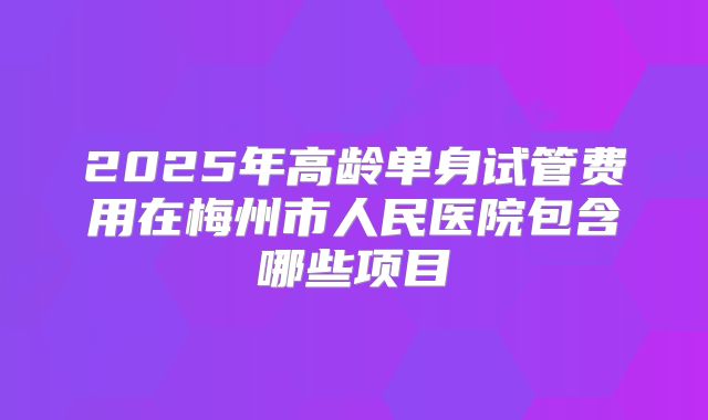2025年高龄单身试管费用在梅州市人民医院包含哪些项目