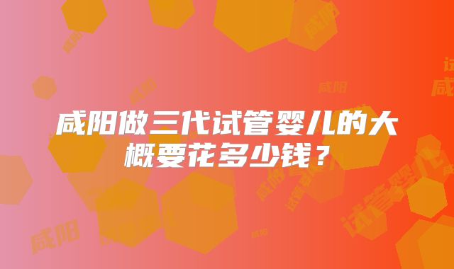 咸阳做三代试管婴儿的大概要花多少钱？