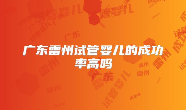 广东雷州试管婴儿的成功率高吗
