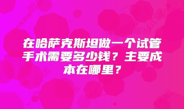 在哈萨克斯坦做一个试管手术需要多少钱?主要成本在哪里?
