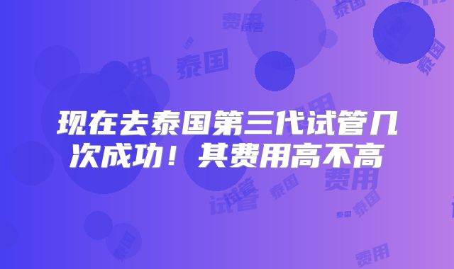 现在去泰国第三代试管几次成功!其费用高不高