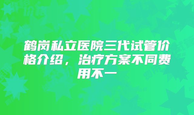 鹤岗私立医院三代试管价格介绍，治疗方案不同费用不一