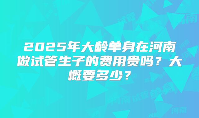 2025年大龄单身在河南做试管生子的费用贵吗?大概要多少?