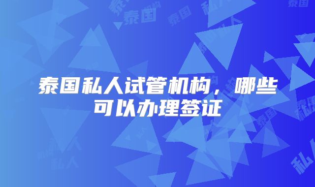 泰国私人试管机构,哪些可以办理签证