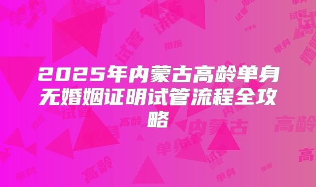 2025年内蒙古高龄单身无婚姻证明试管流程全攻略