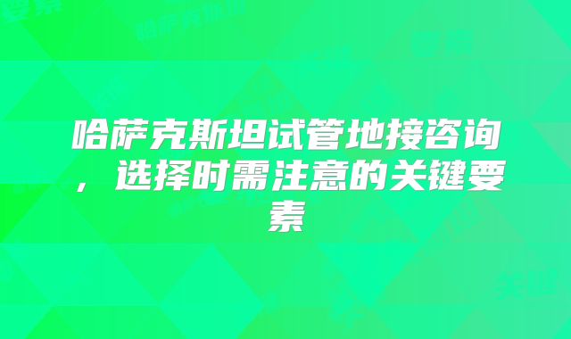 哈萨克斯坦试管地接咨询,选择时需注意的关键要素