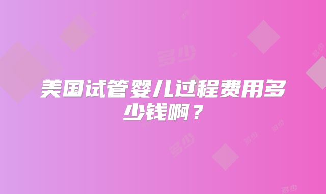 美国试管婴儿过程费用多少钱啊？