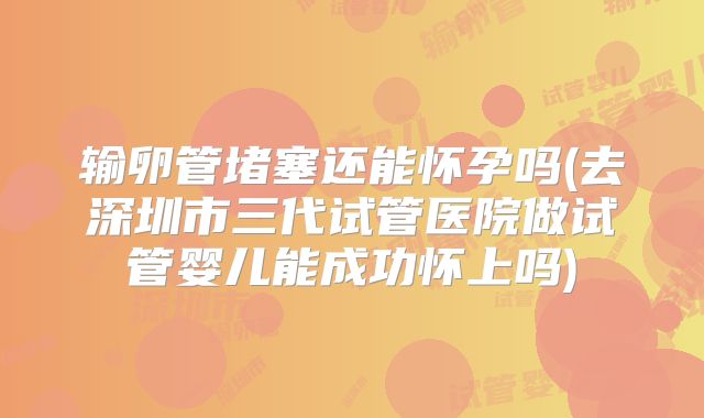 输卵管堵塞还能怀孕吗(去深圳市三代试管医院做试管婴儿能成功怀上吗)