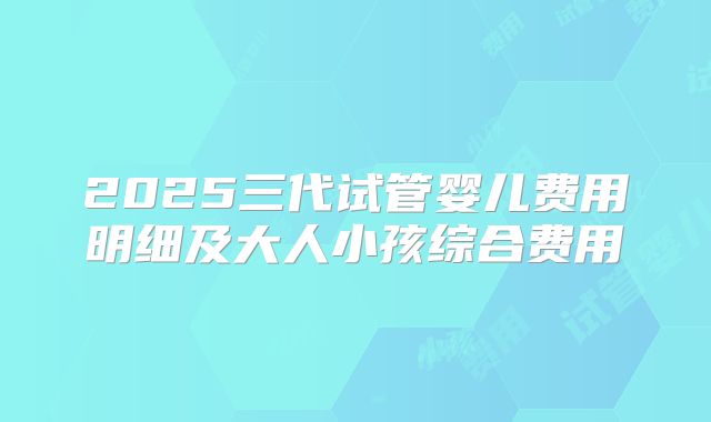 2025三代试管婴儿费用明细及大人小孩综合费用