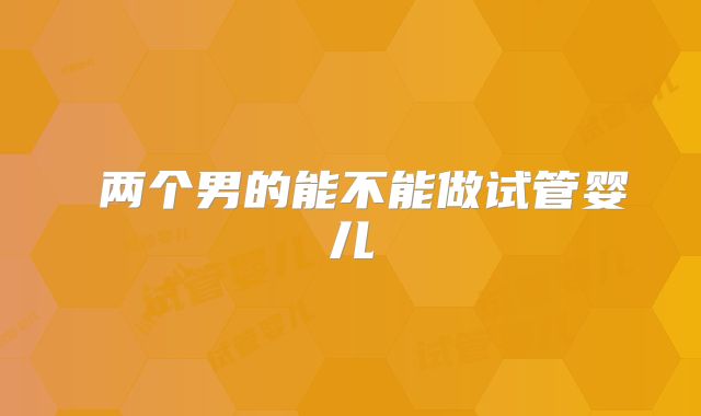 两个男的能不能做试管婴儿