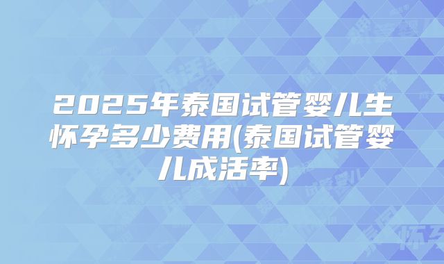 2025年泰国试管婴儿生怀孕多少费用(泰国试管婴儿成活率)