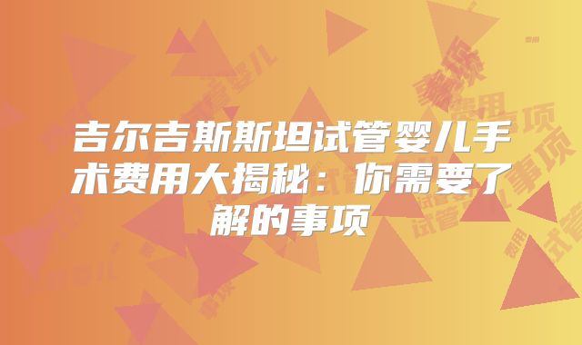 吉尔吉斯斯坦试管婴儿手术费用大揭秘:你需要了解的事项
