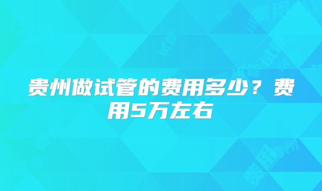 贵州做试管的费用多少?费用5万左右