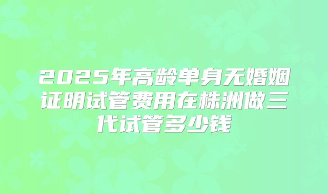 2025年高龄单身无婚姻证明试管费用在株洲做三代试管多少钱