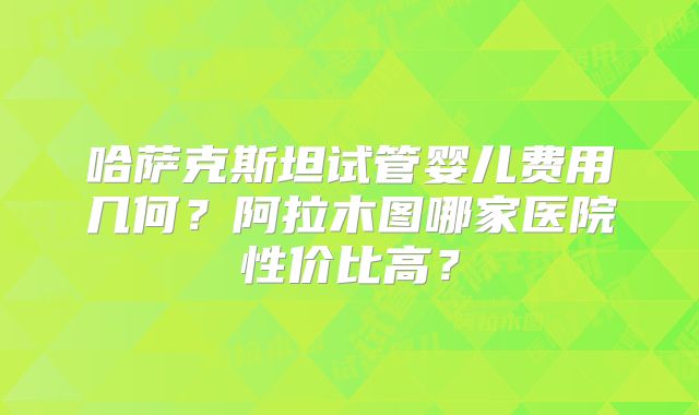 哈萨克斯坦试管婴儿费用几何?阿拉木图哪家医院性价比高?