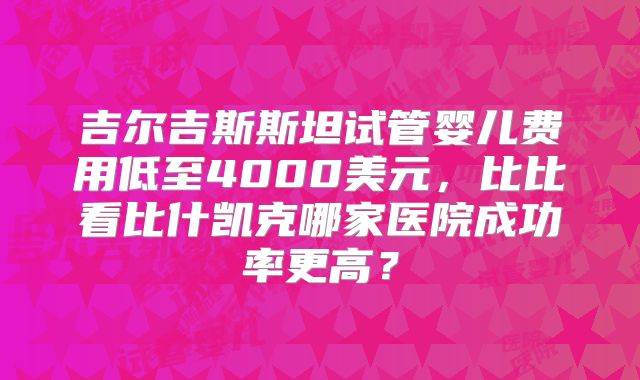 吉尔吉斯斯坦试管婴儿费用低至4000美元,比比看比什凯克哪家医院成功率更高?