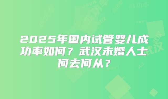 2025年国内试管婴儿成功率如何?武汉未婚人士何去何从?