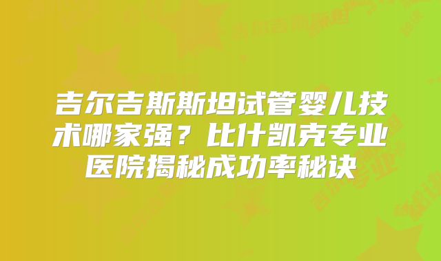 吉尔吉斯斯坦试管婴儿技术哪家强?比什凯克专业医院揭秘成功率秘诀