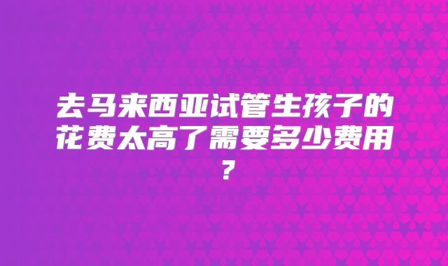 去马来西亚试管生孩子的花费太高了需要多少费用?