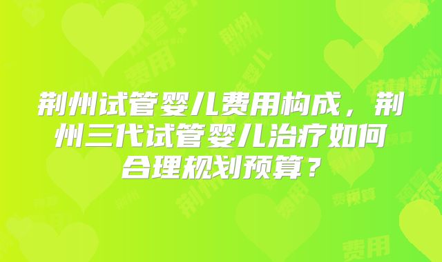 荆州试管婴儿费用构成，荆州三代试管婴儿治疗如何合理规划预算？