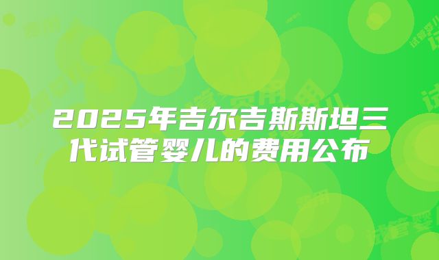 2025年吉尔吉斯斯坦三代试管婴儿的费用公布