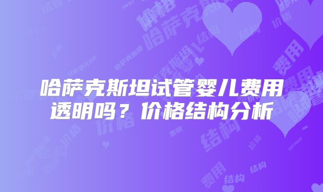 哈萨克斯坦试管婴儿费用透明吗？价格结构分析