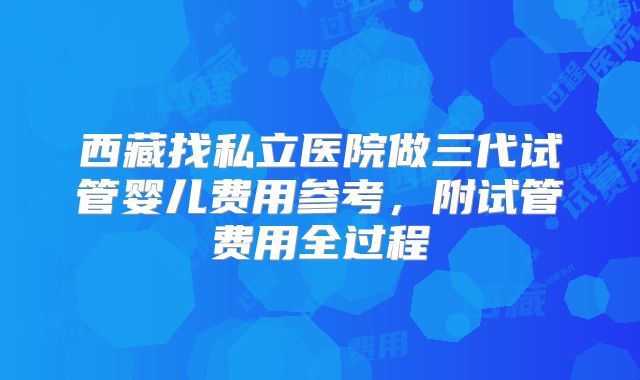 西藏找私立医院做三代试管婴儿费用参考，附试管费用全过程